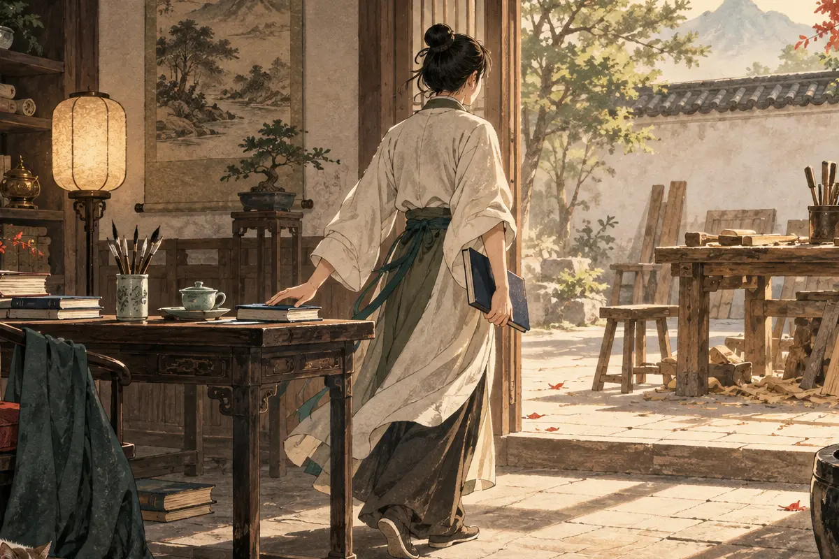 溫暖書室中一扇打開的門,表現正印的滋養以及從保護走向自主行動