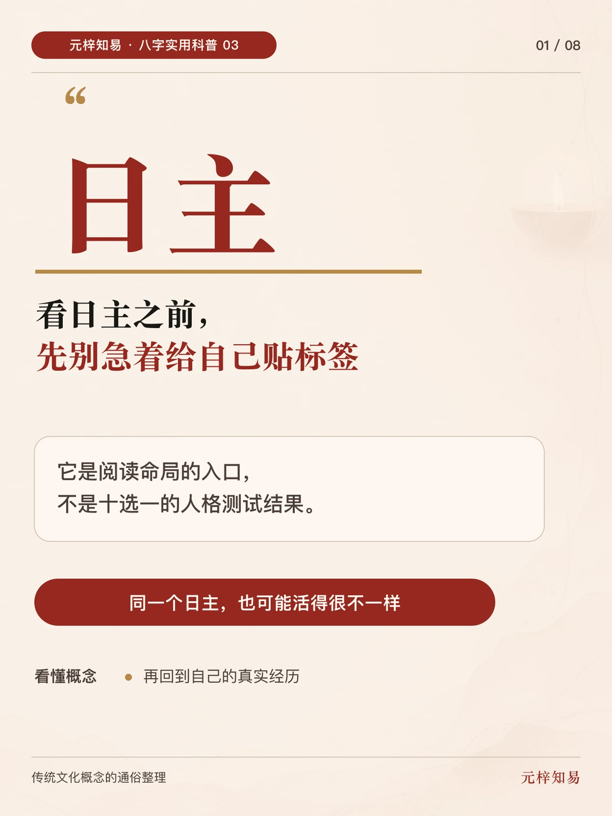 一张八字排盘中,日主是阅读参照点而不是完整标签的提示卡
